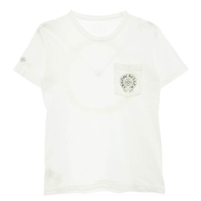 CHROME HEARTS クロムハーツ(原本無) Tシャツ CH T-SHRT グラデーションサークルロゴプリント ポケット Tシャツ 半袖カットソー ホワイト系 M【中古】