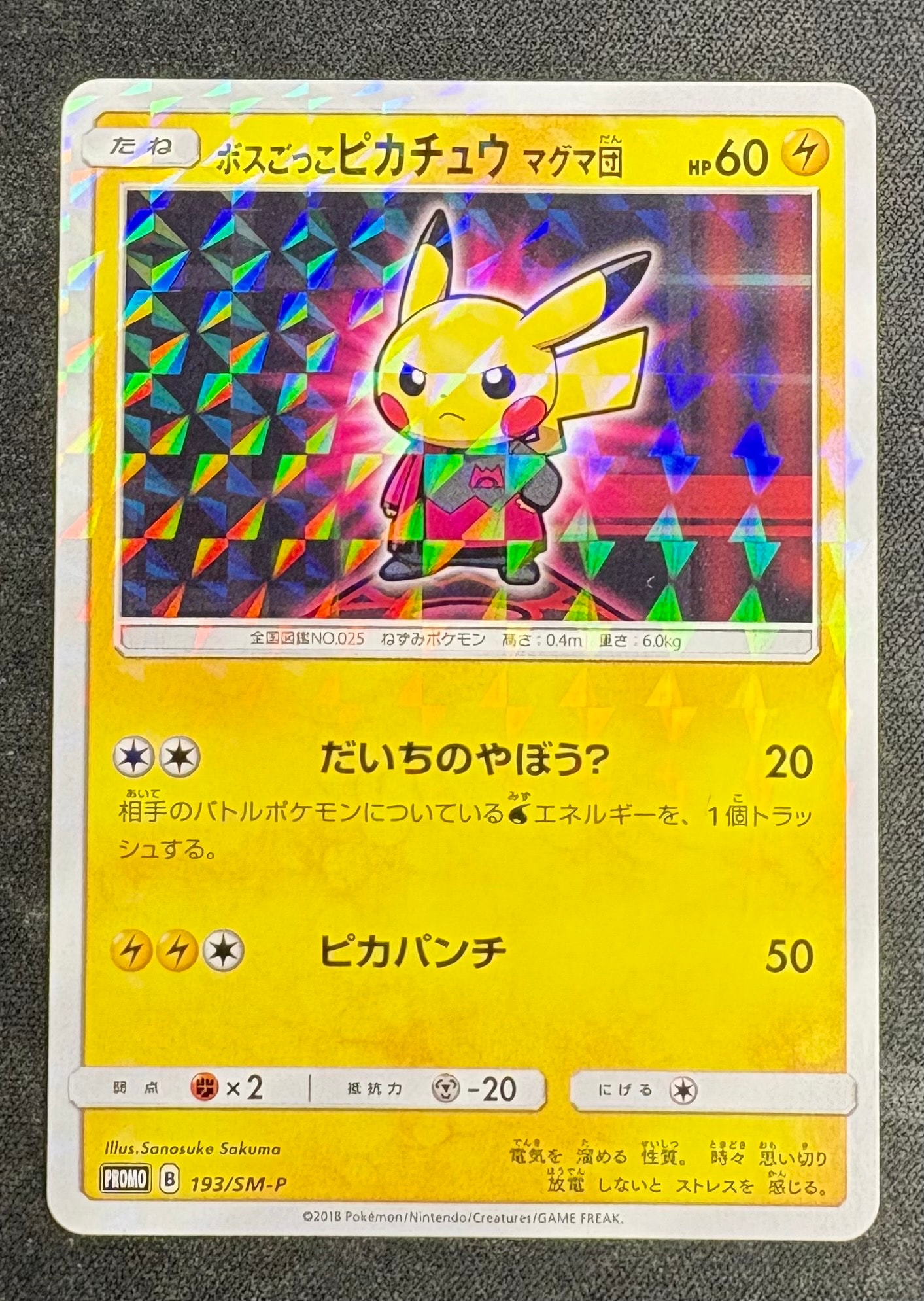 PSA10ボスごっこピカチュウ マグマ団: プロモ[SM-P 193