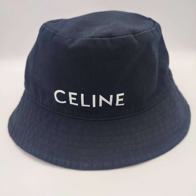 【美品】セリーヌ CELINE バケットハット コットン L ネイビー