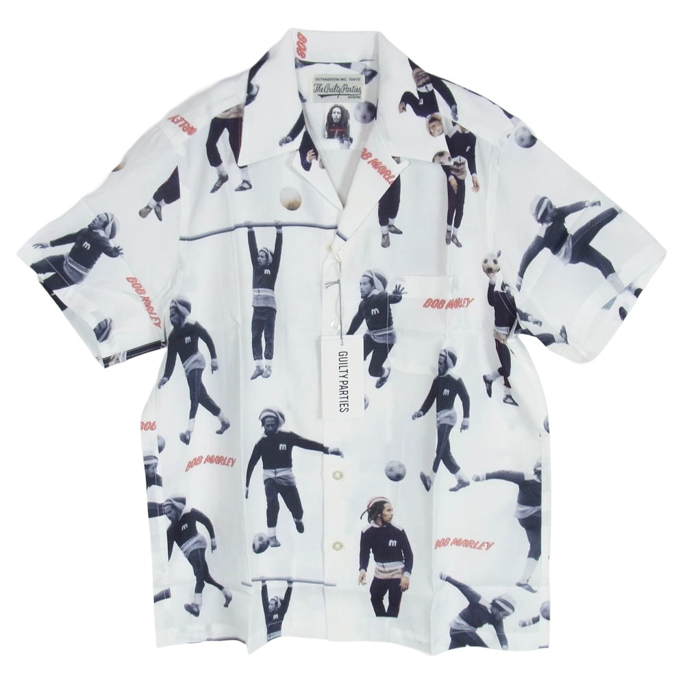 WACKO MARIA ワコマリア 20SS BOBMARLEY-WM-HI04 × BOB MARLEY S/S HAWAIIAN SHIRT ボブマーリー 総柄 半袖 ハワイアンシャツ アロハシャツ ホワイト系 S【新古品】【未使用】【中古】