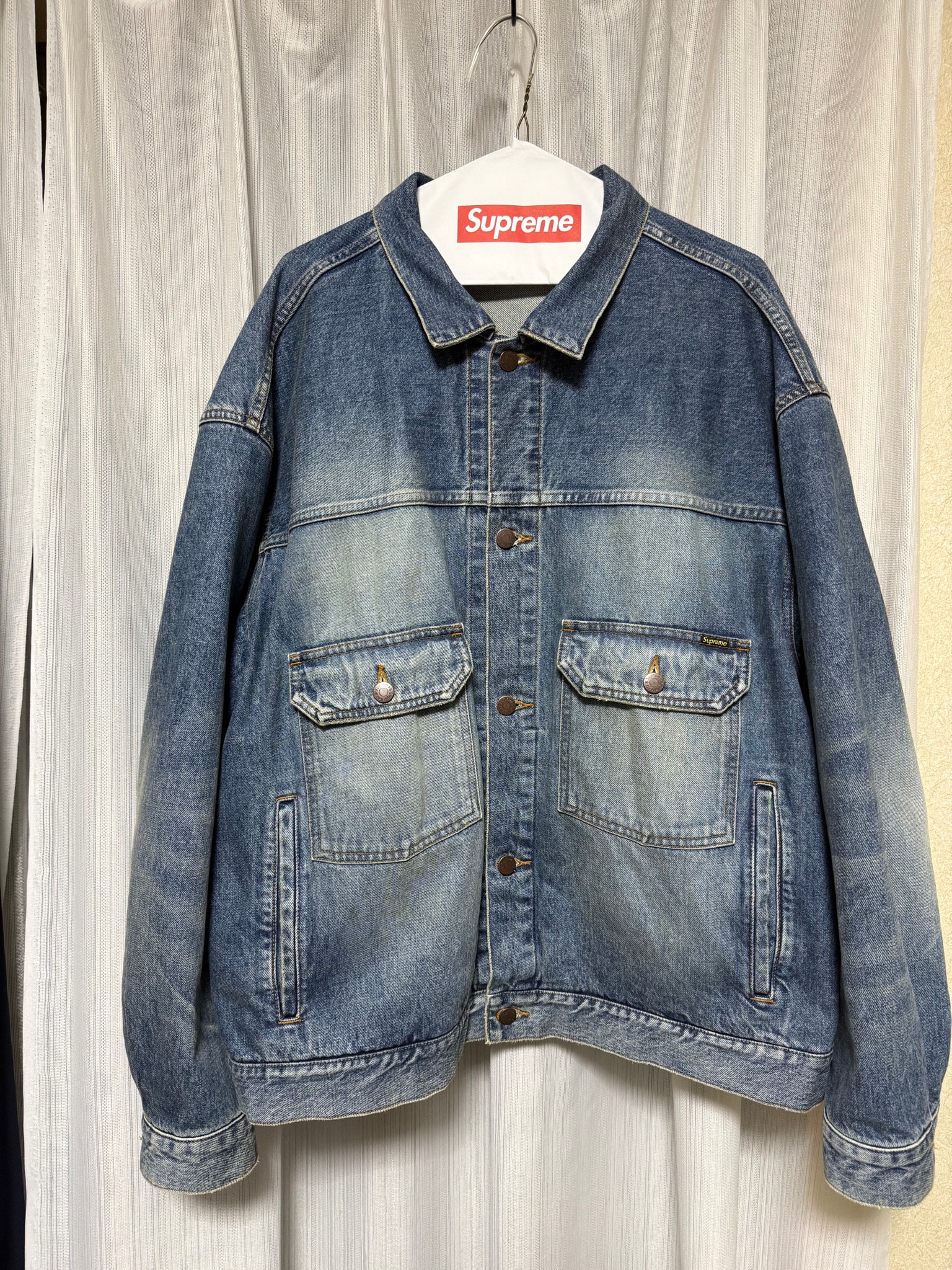 Supreme Distressed Selvedge Trucker Jacket "Washed Indigo"