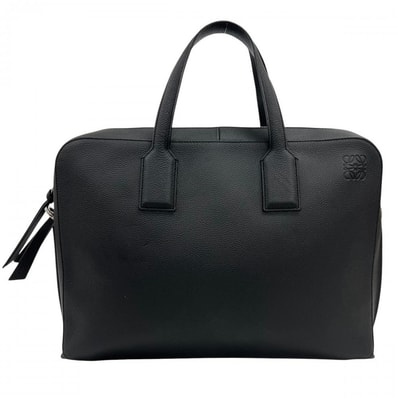 LOEWE ロエベ ビジネスバッグ ゴヤ スリム ブリーフケース ハンドバッグ レザー ブラック 黒 シルバー金具 メンズ【中古品】