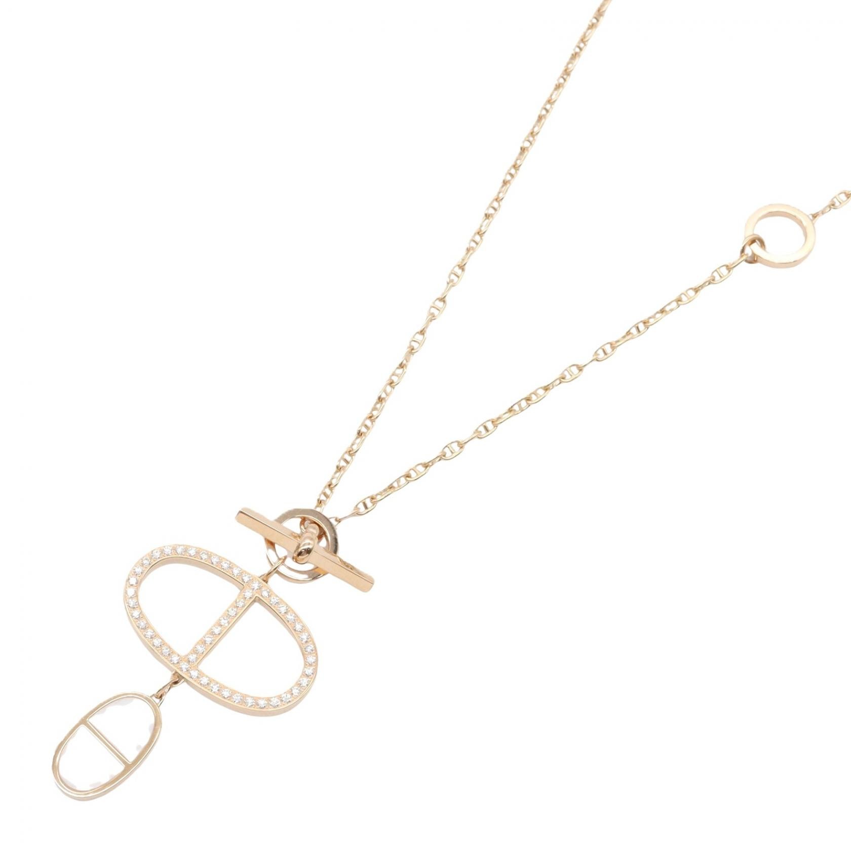 エルメス HERMES シェーヌダンクル ヴェルソ GM ネックレス ダイヤ セラミック ネックレス ジュエリー K18PG(ピンクゴールド) ダイヤモンド セラミック ホワイト レディース ゴールド系 / ブラック系 / ホワイト系 / クリア系