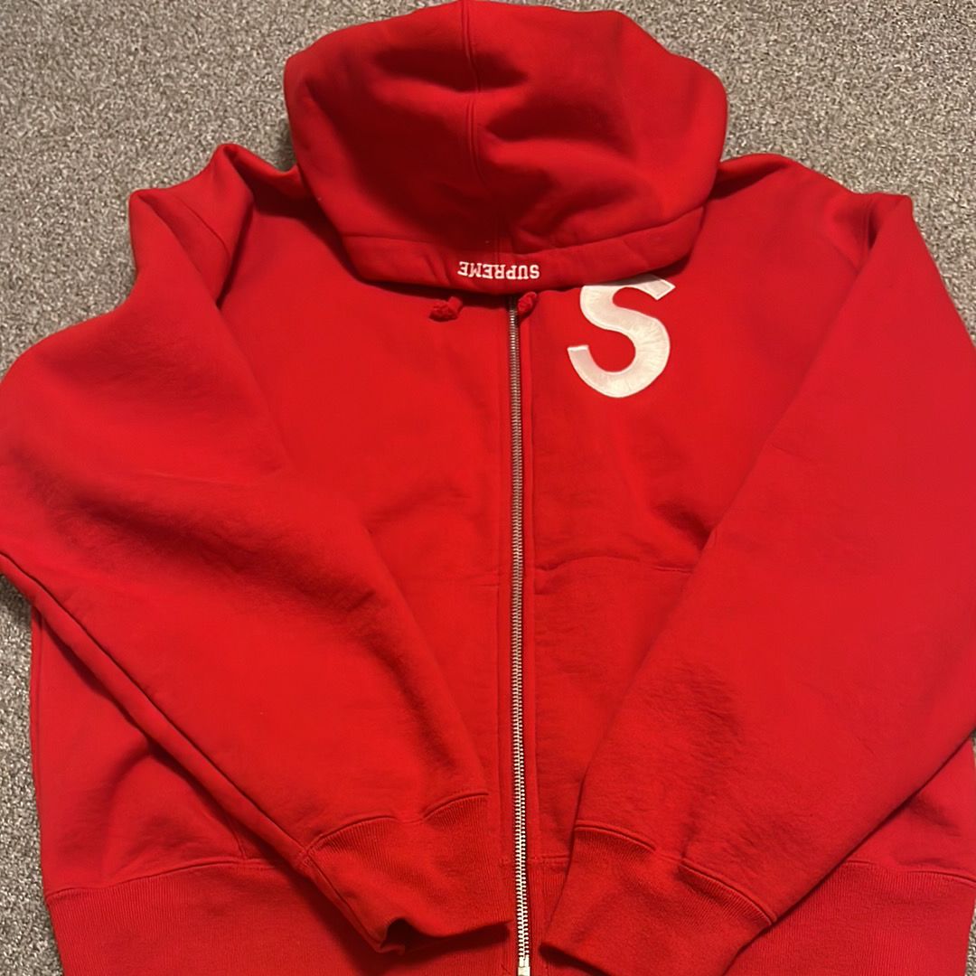 Supreme S Logo Zip Up Hooded Sweatshirt "Red" (23FW)