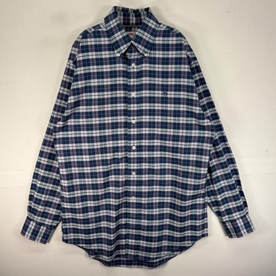 古着 ブルックスブラザーズ Brooks Brothers 長袖シャツ ボタンダウン 刺繍ロゴ S ネイビー系 チェック メンズ
