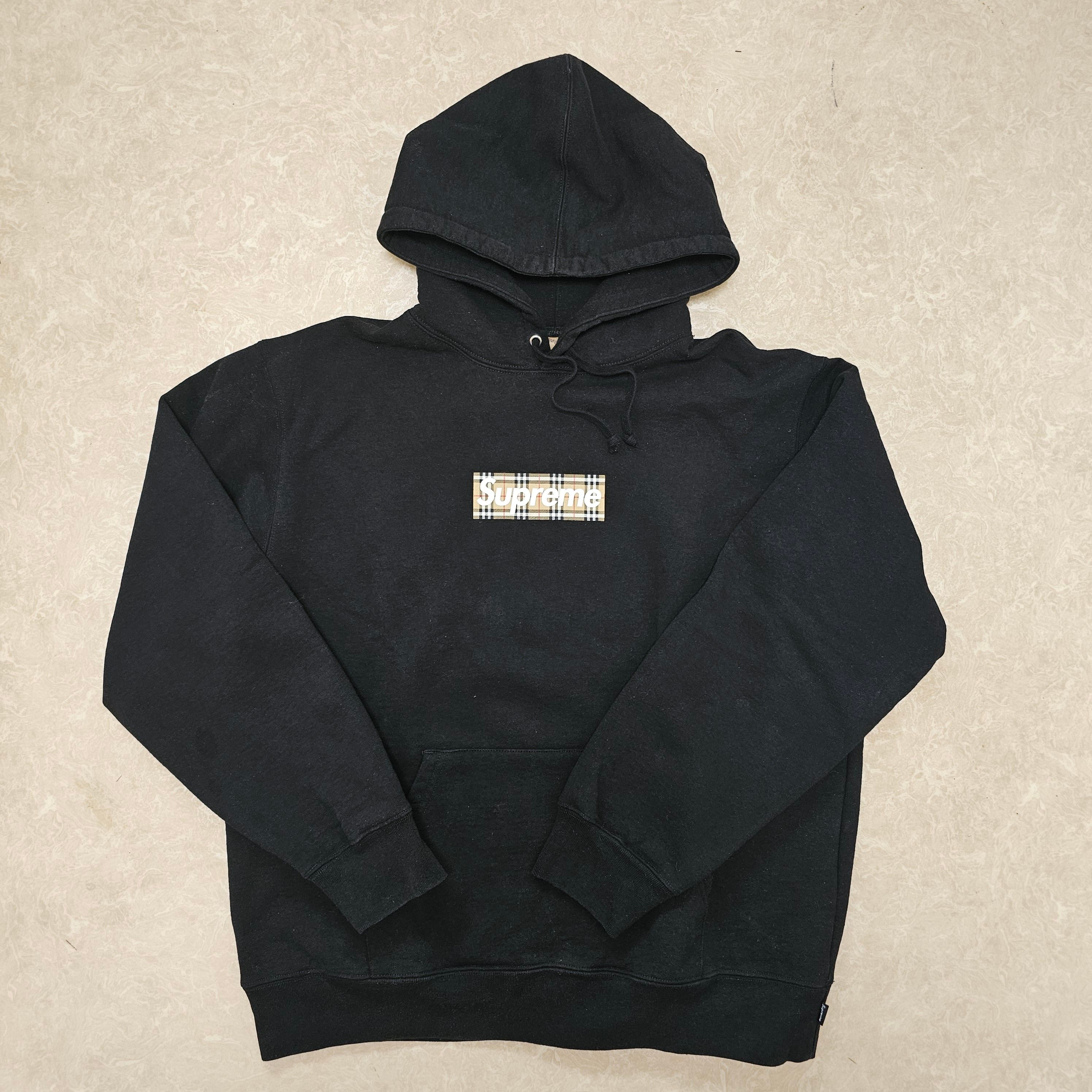 Supreme / Burberry Box Logo Hooded Sweatshirt "Black"