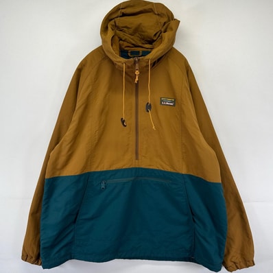 古着 エルエルビーン L.L.Bean ジャケット アノラック パーカー ワンポイントロゴ ツートンカラー 大きいサイズ 2XL カーキ系 メンズ