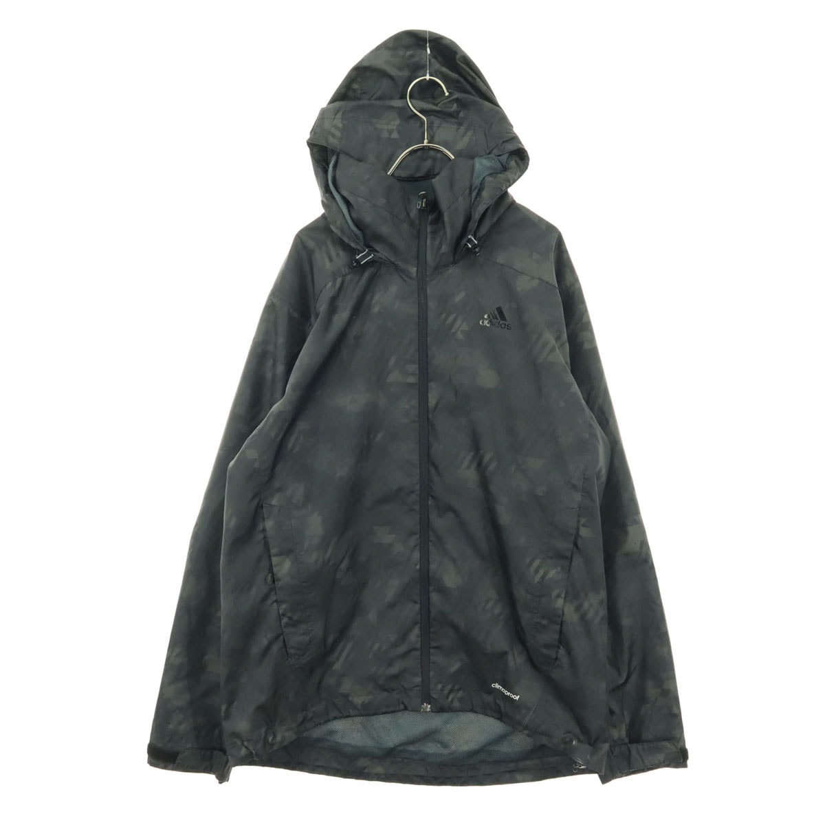 adidas アディダス 総柄 長袖 ジップパーカー XO ダークグレー系