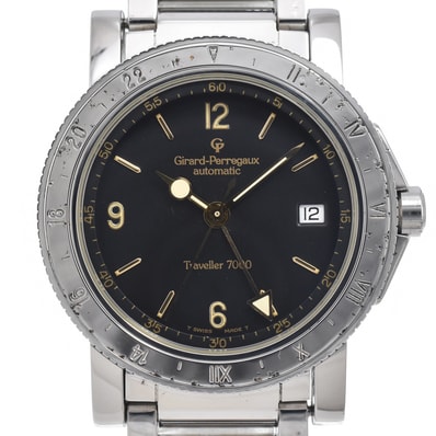 ジラール・ペルゴ GIRARD-PERREGAUX 7200 トラベラー 7000 GMT ブラック 自動巻き メンズ 良品 内箱付き 腕時計 O#151103