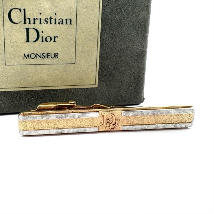 クリスチャンディオール ネクタイピン ゴールド シルバー ロゴ ヴィンテージ Christian Dior 正規品【鑑定済み】
