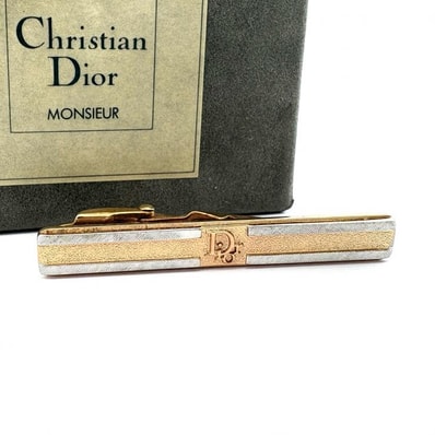 クリスチャンディオール ネクタイピン ゴールド シルバー ロゴ ヴィンテージ Christian Dior 正規品【鑑定済み】