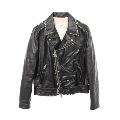 ヴァレンチノ Valentino ロックスタッズ ライダースジャケット 衣料品 アウター レザー メンズ ブラック系 QV3NA05P4D3 【中古】