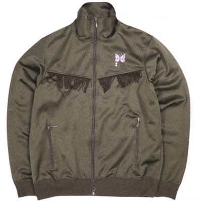 Needles x City Lights : Donuts ニードルス シティライツ ドーナツ 25SS 別注 日本製 Track Jacket - Poly Smooth トラックジャケット ポリスムース QV1900 M BROWN フリンジ アウター