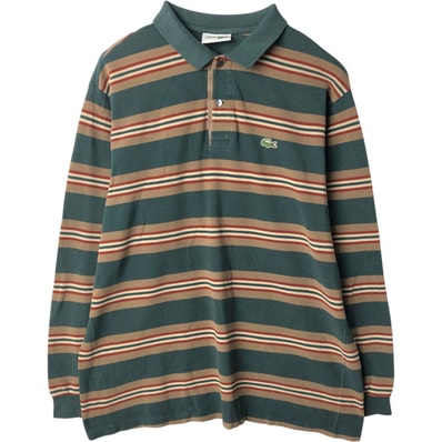 古着 80年代 ラコステ LACOSTE CHEMISE フレンチラコステ マルチボーダー 長袖 ボーダー ポロシャツ フランス製 7 メンズL相当 ヴィンテージ/eaa631926