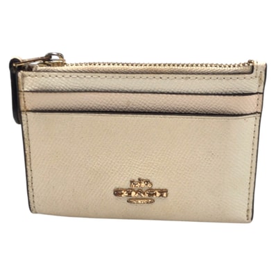 COACH コーチ ベージュ レザー コインケース カードケース 600495 【中古】