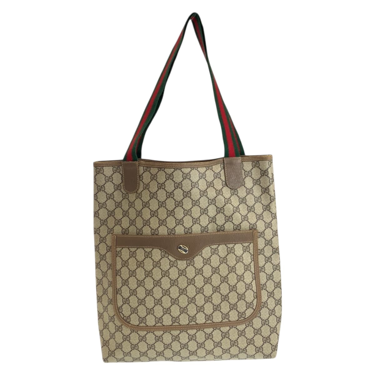美品 GUCCI グッチ ヴィンテージ オールドグッチ シェリーライン ブラウン ベージュ GGスプリームキャンバス トートバッグ ショルダーバッグ 600186 【中古】