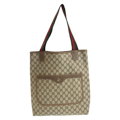 美品 GUCCI グッチ ヴィンテージ オールドグッチ シェリーライン ブラウン ベージュ GGスプリームキャンバス トートバッグ ショルダーバッグ 600186 【中古】