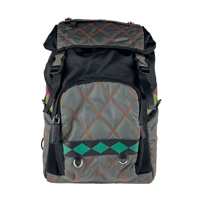 プラダ PRADA リュック ナイロン/レザー ブラック/マルチカラー メンズ【中古】 z9824