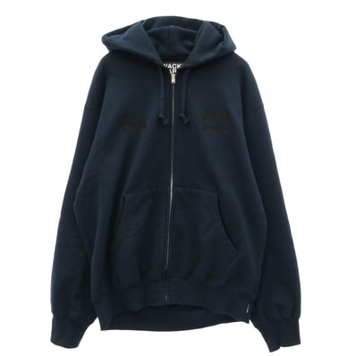 WACKO MARIA 26SS DEATHROW-WM-SS05 × DEATH ROW RECORDS HEAVY WEIGHT PULLOVER HOODED SWEAT SHIRT ロゴ刺繍 バックプリント ジップアップパーカー 【中古】