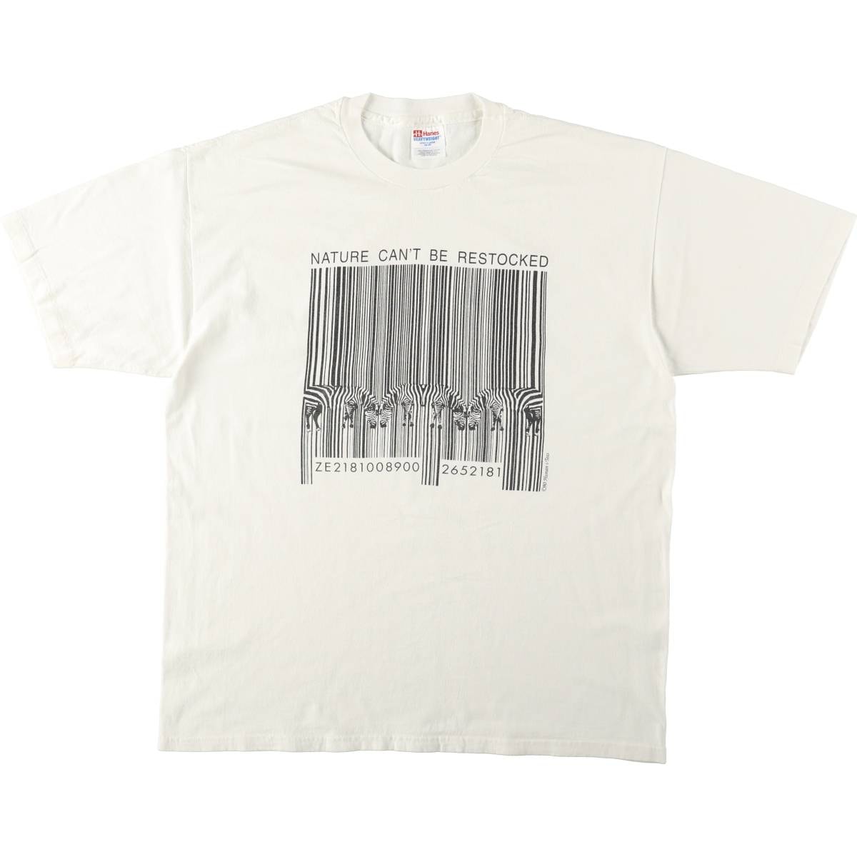 古着 90~00年代 ヘインズ Hanes HEAVYWEIGHT ゼブラ柄 アートTシャツ メンズXL相当 ヴィンテージ/eaa669859