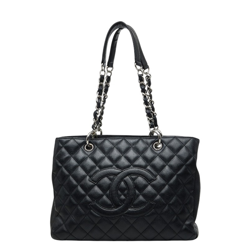 シャネル ココマーク GST グランドショッピングトート チェーン ショルダーバッグ ブラック キャビアスキン レディース CHANEL 【中古】
