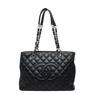 シャネル ココマーク GST グランドショッピングトート チェーン ショルダーバッグ ブラック キャビアスキン レディース CHANEL 【中古】