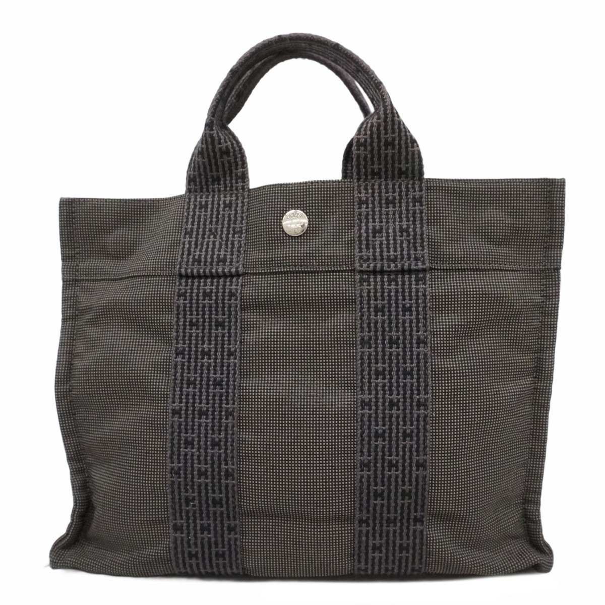 【6dd5277】エルメス トートバッグ エールラインPM キャンバス グレー シルバー金具【中古】レディース