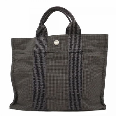 【6dd5277】エルメス トートバッグ エールラインPM キャンバス グレー シルバー金具【中古】レディース