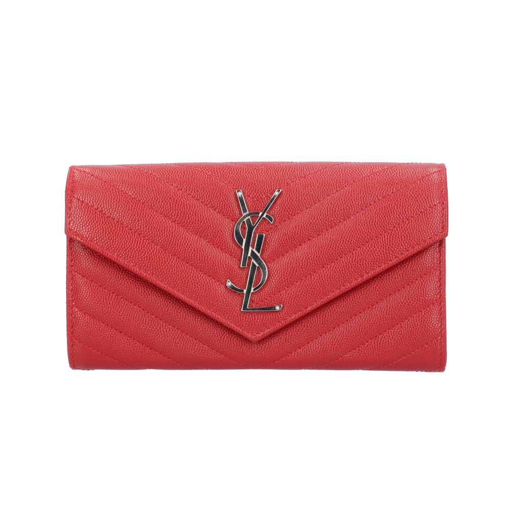 サンローラン ラージフラップ ウォレット 長財布 レザー 372234 レディース SAINT LAURENT  中古