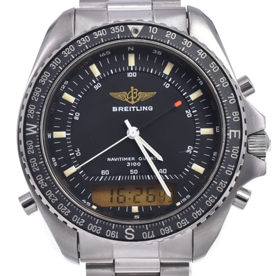 ブライトリング BREITLING 80191 ナビタイマー クォーツ ブラック クォーツ メンズ 良品 腕時計 O#148742