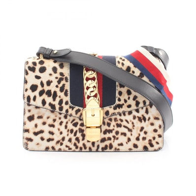 グッチ GUCCI シルヴィ スモール ウェブライン 2WAY ショルダーバッグ バッグ レザー レザー レディース ベージュ系 / ブラック系 / マルチカラー 421882 【中古】
