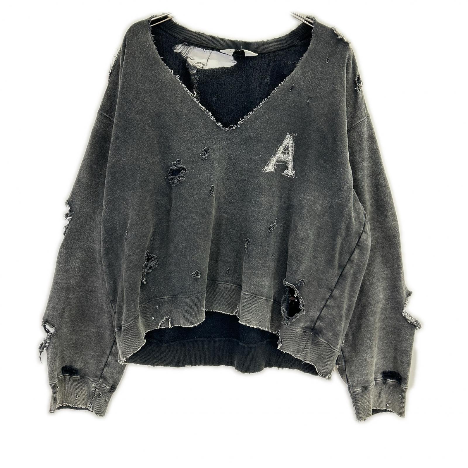 アンセルム ANC-CT88 25SS ブラック HARD CRASH SWEAT SHIRT ハードクラッシュスウェットシャツ 1