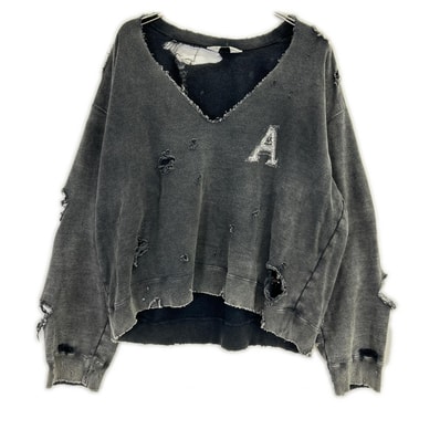 アンセルム ANC-CT88 25SS ブラック HARD CRASH SWEAT SHIRT ハードクラッシュスウェットシャツ 1