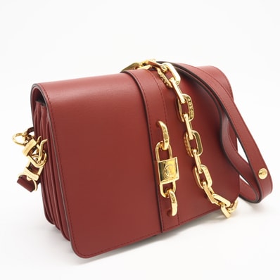 極美品 LOUIS VUITTON ルイ・ヴィトン レザー モノグラム ジャカード ランデヴー M57744 2wayショルダーバッグ レッド ブラウン カーフレザー キャンバス レディース