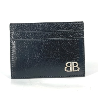 バレンシアガ BALENCIAGA BB 766547 名刺入れ パスケース カードケース レザー ブラック 未使用