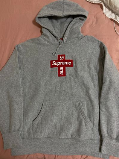Supreme Cross Box Logo Hooded Sweatshirt "Grey"