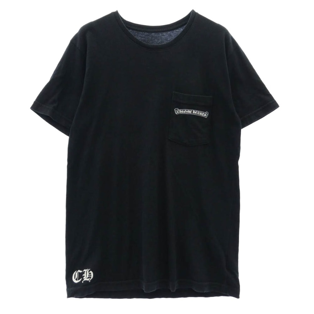 CHROME HEARTS クロムハーツ(原本無) スター バックプリント スクロールラベル ポケット付き 半袖 Tシャツ ブラック系 M【中古】