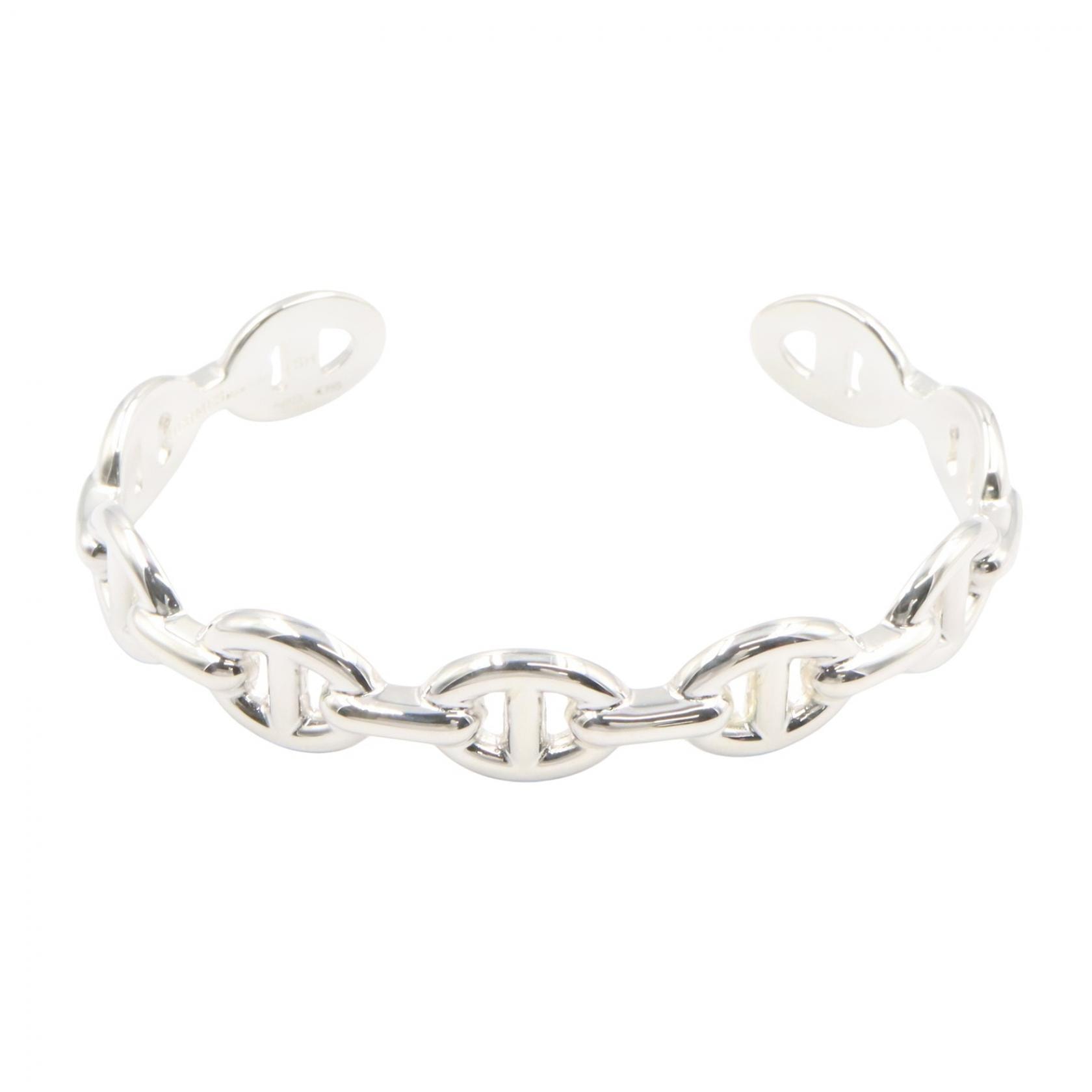 Hermes Chaine D'ancre Enchainee Bracelet Bangle "Silver"