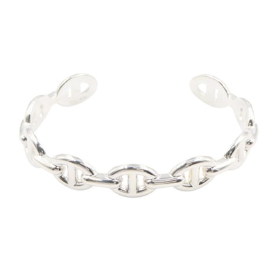 Hermes Chaine D'ancre Enchainee Bracelet Bangle "Silver"