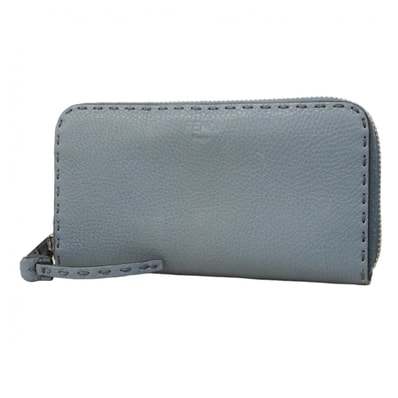 ★最終価格【6de6303】フェンディ 長財布 セレリア レザー ブルー シルバー金具【中古】レディース