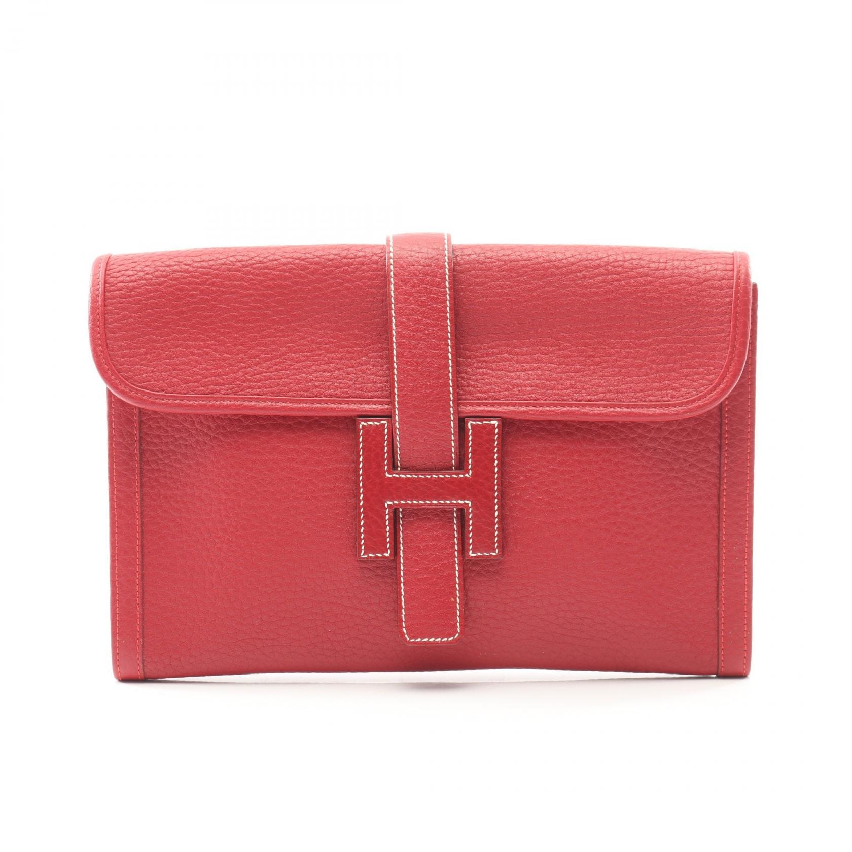 エルメス HERMES ジジェPM セカンドバッグ クラッチバッグ バッグ レザー フィヨルド フィヨルド ○U刻印(1991年製造) レディース レッド系 【中古】