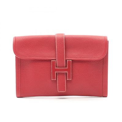エルメス HERMES ジジェPM セカンドバッグ クラッチバッグ バッグ レザー フィヨルド フィヨルド ○U刻印(1991年製造) レディース レッド系 【中古】