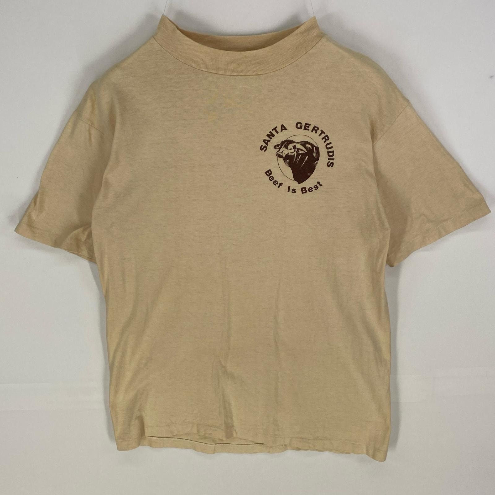 古着 70's/70年代 ヴィンテージ ヘインズ Hanes USA製 半袖Tシャツ ベタービーフ 企業プリント M  イエロー系 プリント メンズ