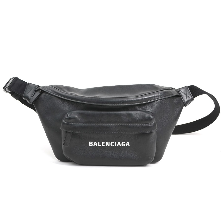 バレンシアガ BALENCIAGA ウエストバッグ ボディバッグ レザー ブラック ユニセックス 552375【中古】 h32659i