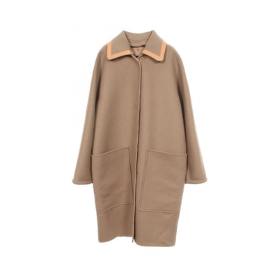 ルイ・ヴィトン LOUIS VUITTON リムーバブルカラー ダブルフェイス 衣料品 アウター ウール シルク レザー ベージュ レディース ベージュ系 / ブラウン系 1ABQP2 【中古】