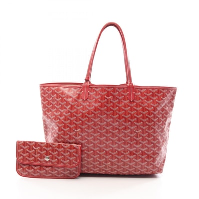 ゴヤール GOYARD サンルイPM トートバッグ バッグ PVCコーティングキャンバス レザー レディース レッド系 【中古】