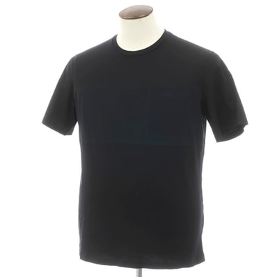 【中古】ヘルノ Herno コットン ジャージー クルーネック 半袖ポケットTシャツ ブラックxブラックネイビー【サイズ50】【メンズ】