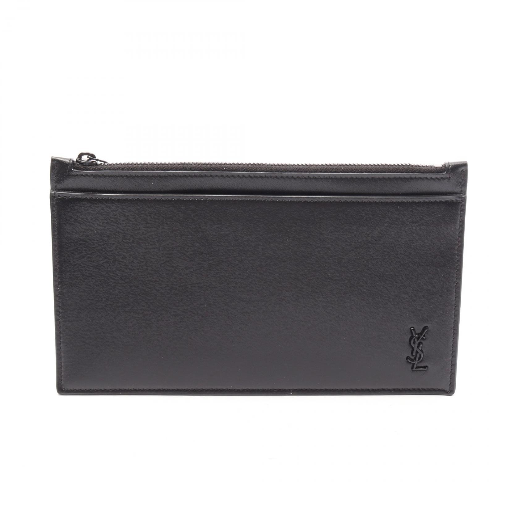 サンローランパリ SAINT LAURENT PARIS TINY MONOGRAM BILL ポーチ バッグ レザー メンズ ブラック系 【中古】