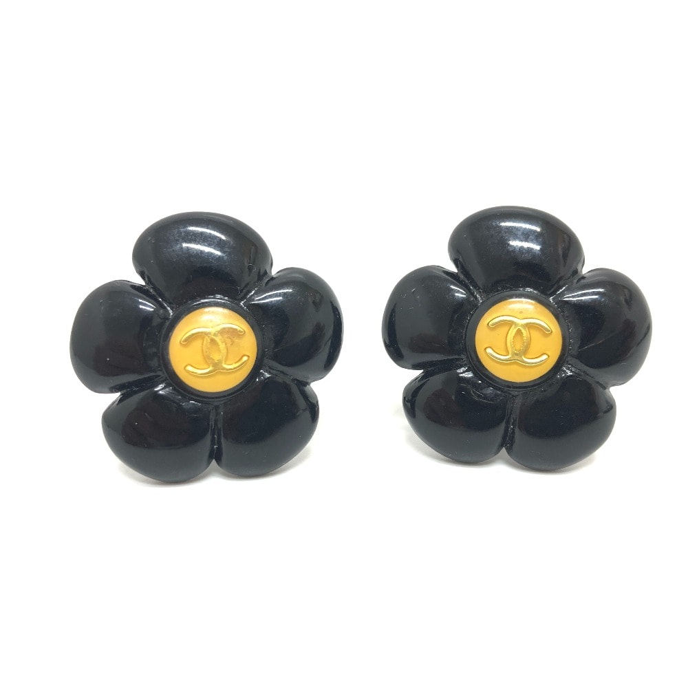 シャネル CHANEL ココマーク フラワーブラック 96P イヤリング アクセサリー 小物 ブランド小物 イヤリング プラスチック ブラック