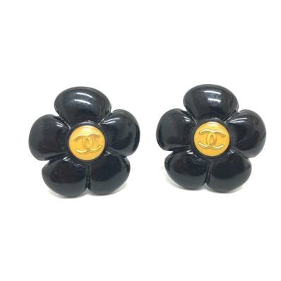 シャネル CHANEL ココマーク フラワーブラック 96P イヤリング アクセサリー 小物 ブランド小物 イヤリング プラスチック ブラック